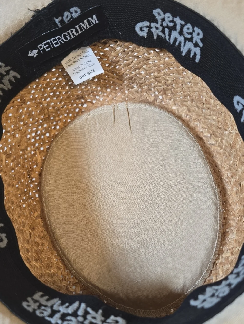 Peter Grimm Natural Brown Straw Fedora Panama‎ Hat with Tan Band One Size